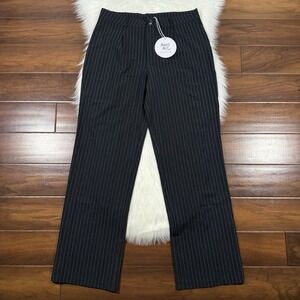 Princess Polly‎ Women's Size 10 Navy Blue Pinstripe Pleated Titius Trouser Pants